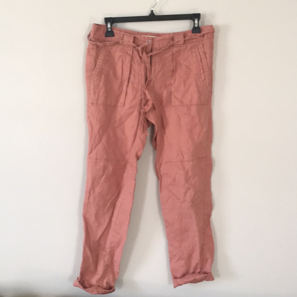 Loft blush linen cargo utility pants size 2